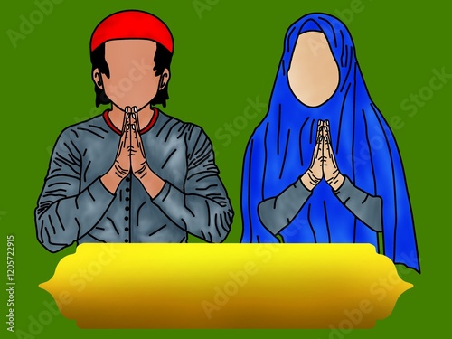 Ramadan background, illustration of apology, abstract, name box, green color