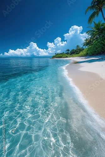 Clear Blue Ocean Water Under a Vibrant Sunny Sky photo