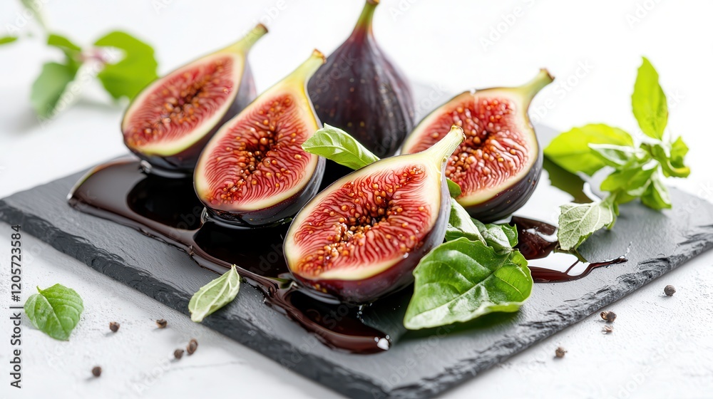 Tasty fig: A superfood for wellness Fresh figs with mint on a slate serving board. Tasty fig: A superfood for wellness Fresh figs with mint on a slate serving board.