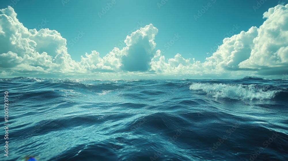 Fototapeta premium Clear Blue Ocean Water Under a Vibrant Sunny Sky