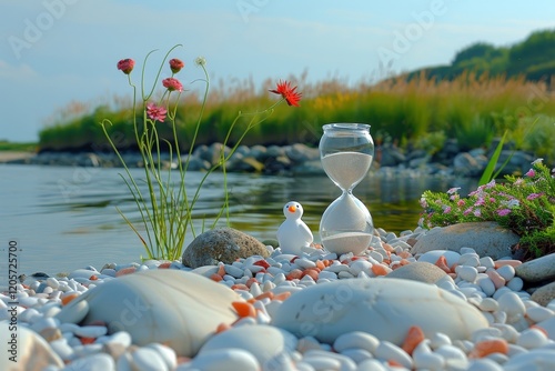 Sand clock on the lunar surface  a unique outdoor perspective capturing time in space photo