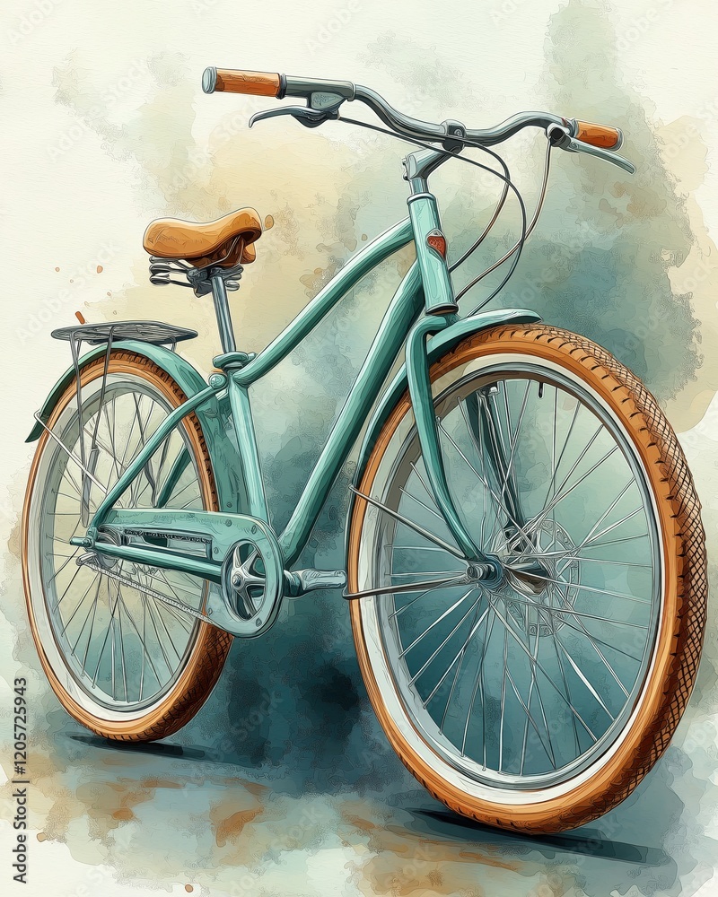 A bicycle with a brown seat and a blue frame A bicycle with a brown seat and a blue frame