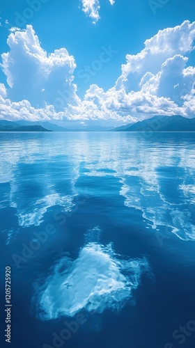 Clear Blue Ocean Water Under a Vibrant Sunny Sky photo