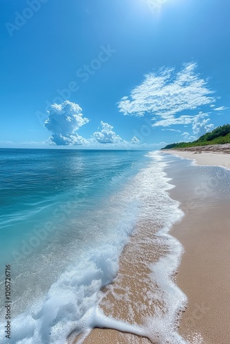 Clear Blue Ocean Water Under a Vibrant Sunny Sky photo