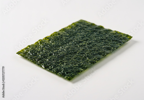 Roasted seaweed sheet, studio shot, white background, food photography, recipe ingredient