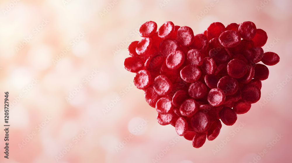 Heart Shape Created with Red Blood Cells on Soft Background Heart Shape Created with Red Blood Cells on Soft Background