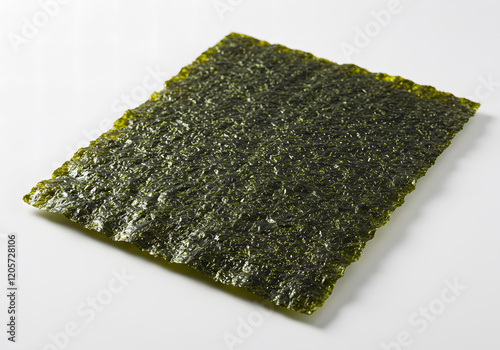 Roasted seaweed sheet, studio shot, white background, food photography, recipe ingredient