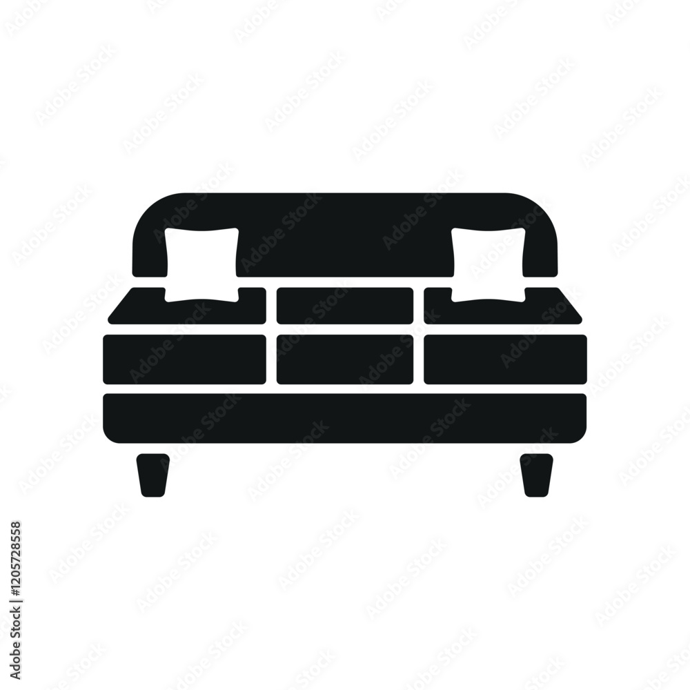 Sofa icon featuring a classic and elegant design, ideal for adding sophistication to luxury, vintage, or high-end furniture-themed projects