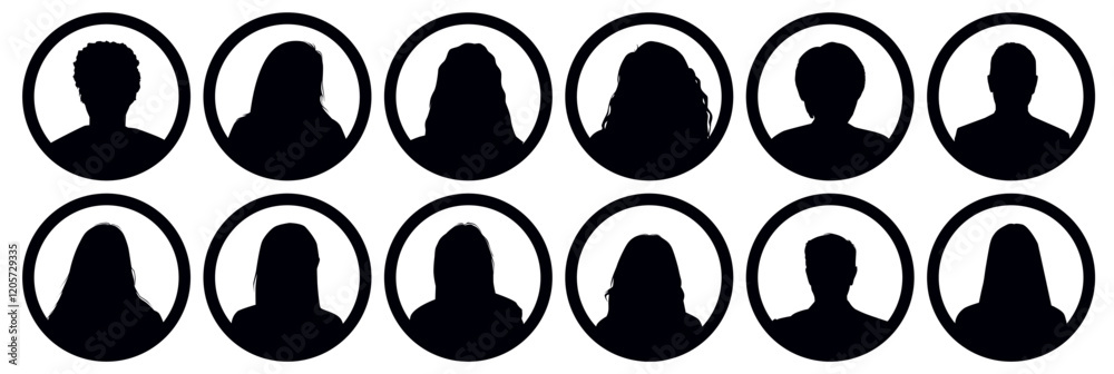 vector avatar profile icon in silhouettes. vector avatar profile icon in silhouettes.