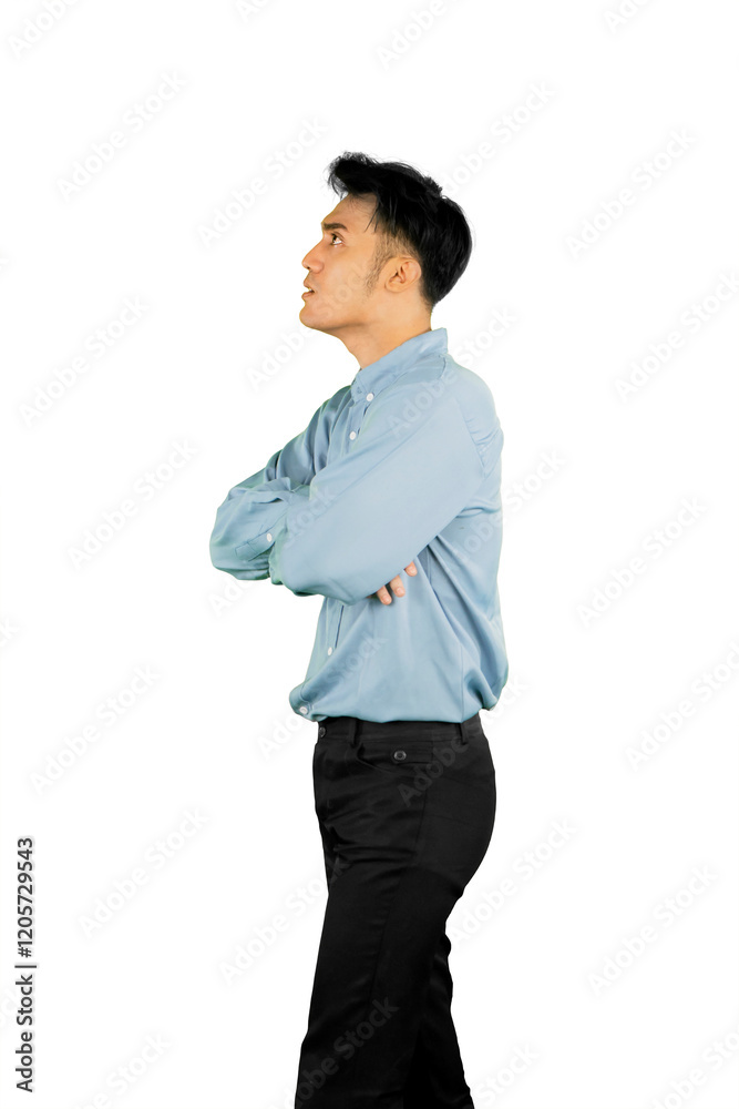 Confident Businessman with Arms Crossed Looking Forward on White Background Confident Businessman with Arms Crossed Looking Forward on White Background
