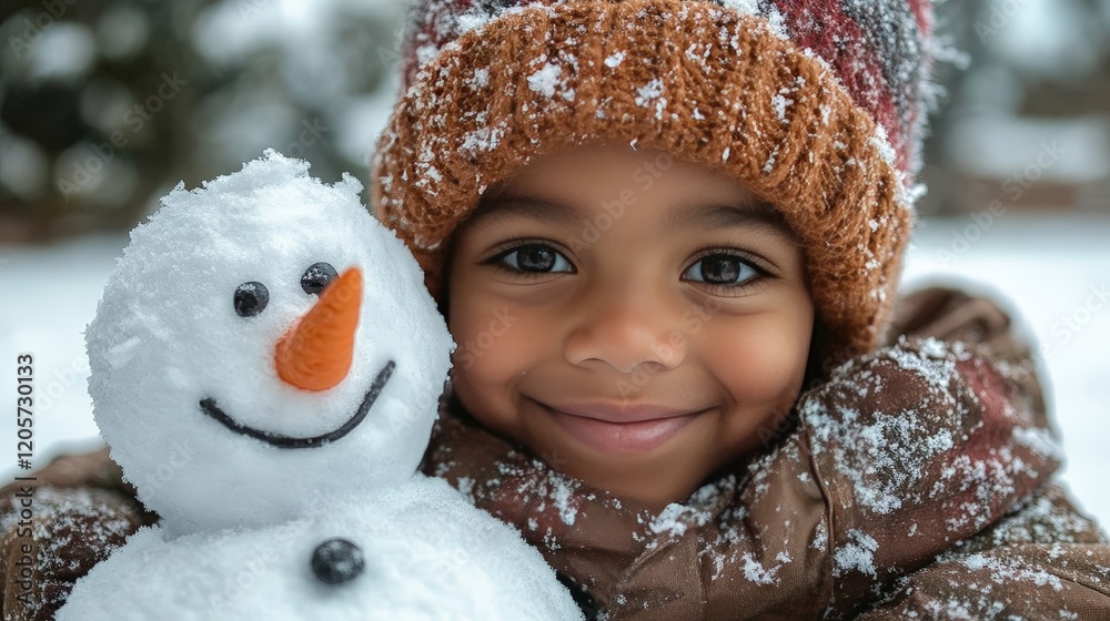 Winter Wonderland Kids Decorating a Snowman with Carrots and Scarves Winter Wonderland Kids Decorating a Snowman with Carrots and Scarves