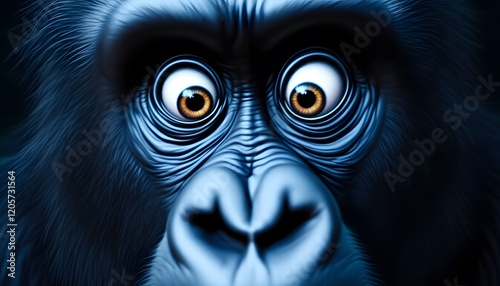 Surprised Gorilla Face Closeup Digital Art Print