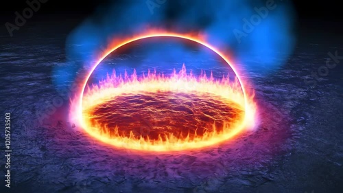 mystical fiery vortex emerging from the ocean