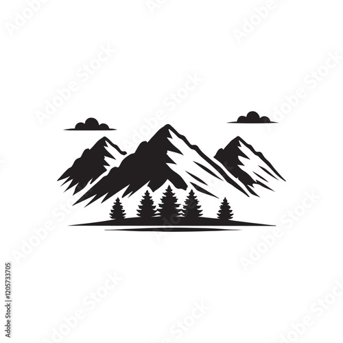 Mountain range silhouette vector with a white backgrond 
