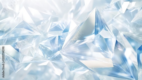 Abstract diamond-like bokeh sparkles, icy whites and light blues, elegant and frosty mood photo