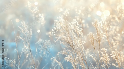 Abstract diamond-like bokeh sparkles, icy whites and light blues, elegant and frosty mood photo