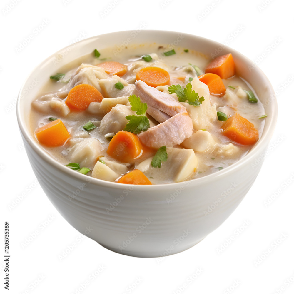 Chicken bog in white bowl isolated on transparent background Chicken bog in white bowl isolated on transparent background