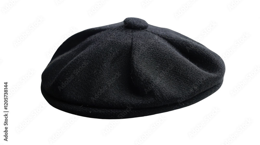 Black beret hat with soft texture on transparent background Black beret hat with soft texture on transparent background