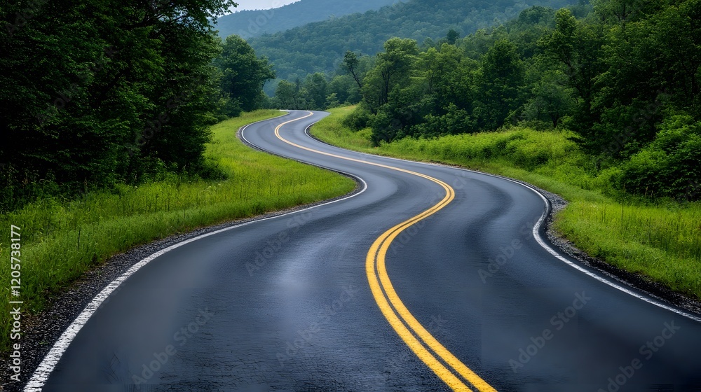 Winding asphalt road in mountains
Winding asphalt road in mountains
