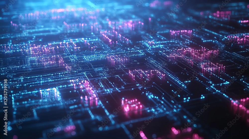 Fototapeta premium Abstract Futuristic Tech Background with Data Network