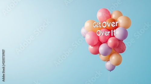 Vibrant Spring Balloon Display National Get Over It Day and Easter Decor - Mental Health Promotion and Retail Styling with Colorful Positivity for Modern Event Design photo