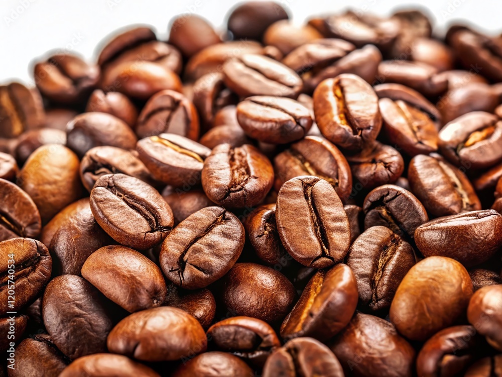 Obraz premium Aromatic Brown Coffee Beans Isolated on White Background - High-Resolution Stock Photo