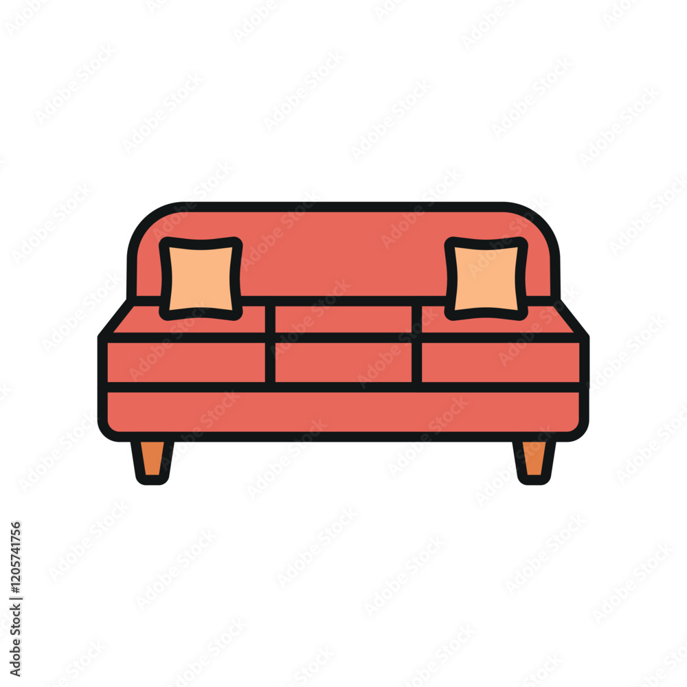 Sofa icon featuring a classic and elegant design, ideal for adding sophistication to luxury, vintage, or high-end furniture-themed projects Sofa icon featuring a classic and elegant design, ideal for adding sophistication to luxury, vintage, or high-end furniture-themed projects