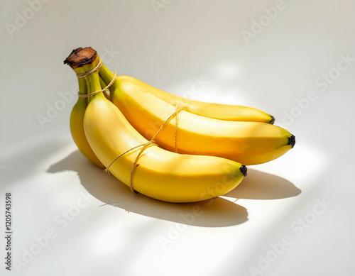 Sunlit Bananas Tied Studio Shot Food Photography