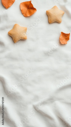 Scandinavian Purim Elegance Star Hamantaschen on Crisp White Linen for Spring Festivities and Retail Display in Modern Home Decor