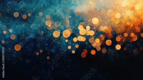 City nightscape bokeh in blues and oranges, urban and dynamic composition  photo