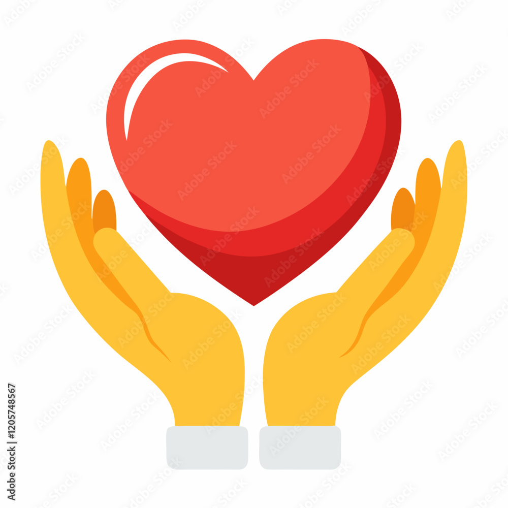 Obraz premium Heart in Hands vector illustration white background