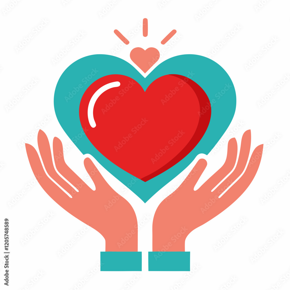 Obraz premium Heart in Hands vector illustration white background