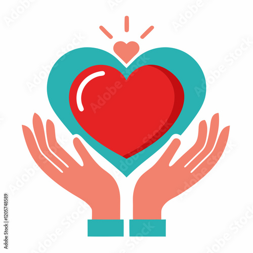 Heart in Hands vector illustration white background