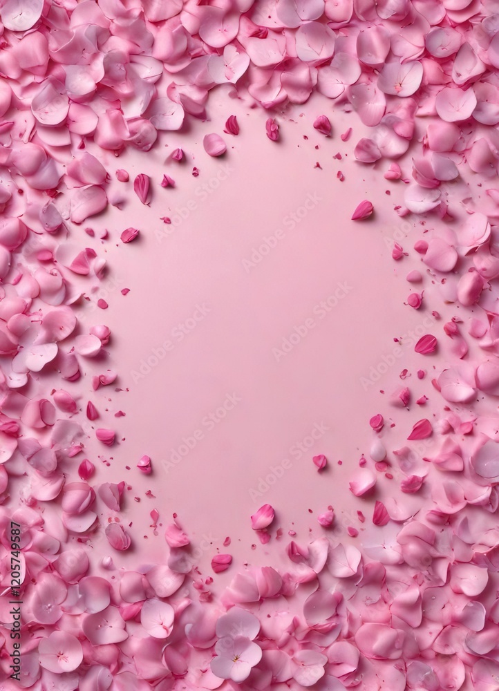 Obraz premium Minimal background with scattered pink flower petals, abstract, pastel