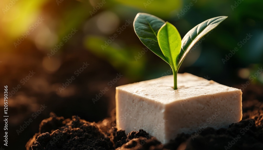 A vibrant green seedling emerges from a block in rich soil, symbolizing growth, renewal, and the beauty of nature. A vibrant green seedling emerges from a block in rich soil, symbolizing growth, renewal, and the beauty of nature.