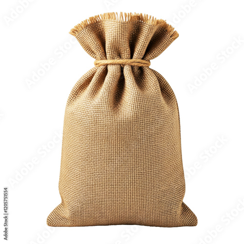 Rustic Burlap Pouch with Rope Tie on Isolated on Transparent Background, PNG Image