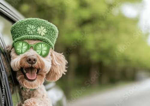 Joyful St. Patrick’s Day Canine Whimsical Textures and Greenery for Seasonal Celebrations and Spring Marketing in Pet Lifestyle and Event Design photo