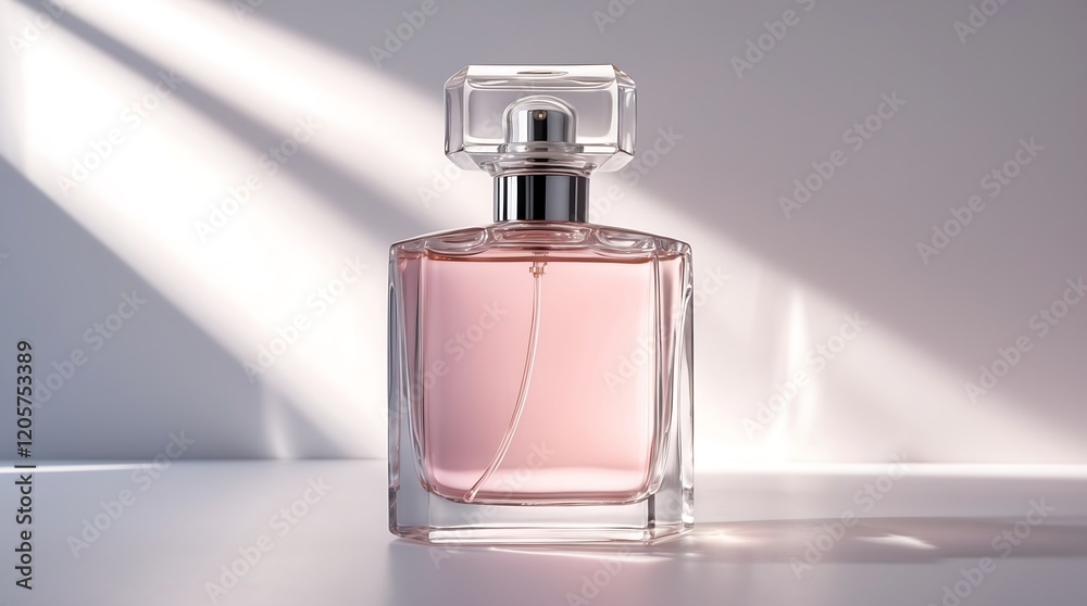 Elegant Pink Perfume Bottle in Soft Sunlight Elegant Pink Perfume Bottle in Soft Sunlight