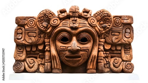 Ancient Mayan terracotta mask stone carving artifact