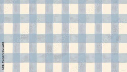 Blue Gingham Check Pattern Fabric Background Seamless Texture