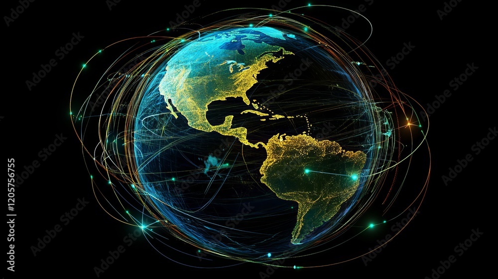 Naklejka premium Abstract Futuristic Global Network