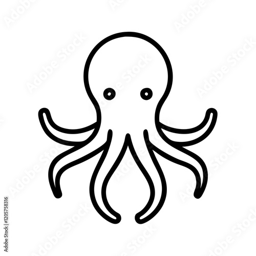 Simple black vector icon of an octopus