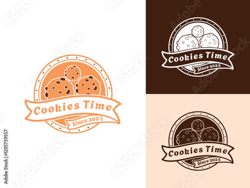 Cookies Time vintage logo inspirations. Creative cookie bakery logo design vector template illustration