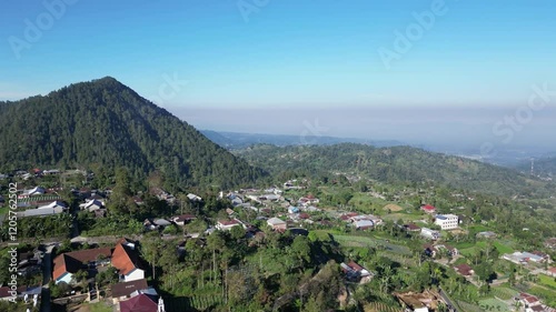 beautiful rural and hill views  in indonesia from aerial drone