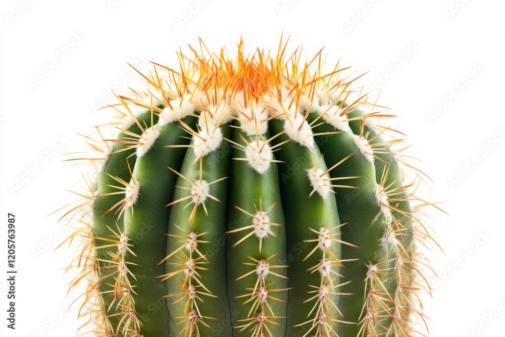 A vibrant green cactus with distinctive spines and bright orange accents, showcasing its unique structure against a plain white background. A vibrant green cactus with distinctive spines and bright orange accents, showcasing its unique structure against a plain white background.
