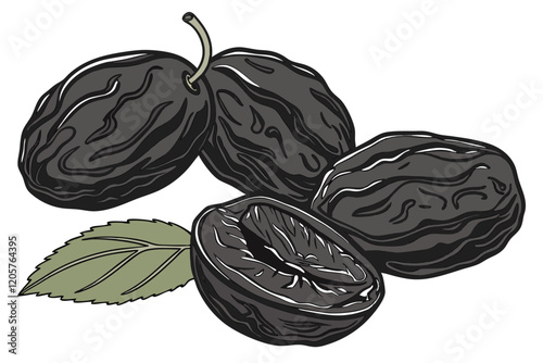 dried-plums--prunes--wrinkled-black-fruit--green