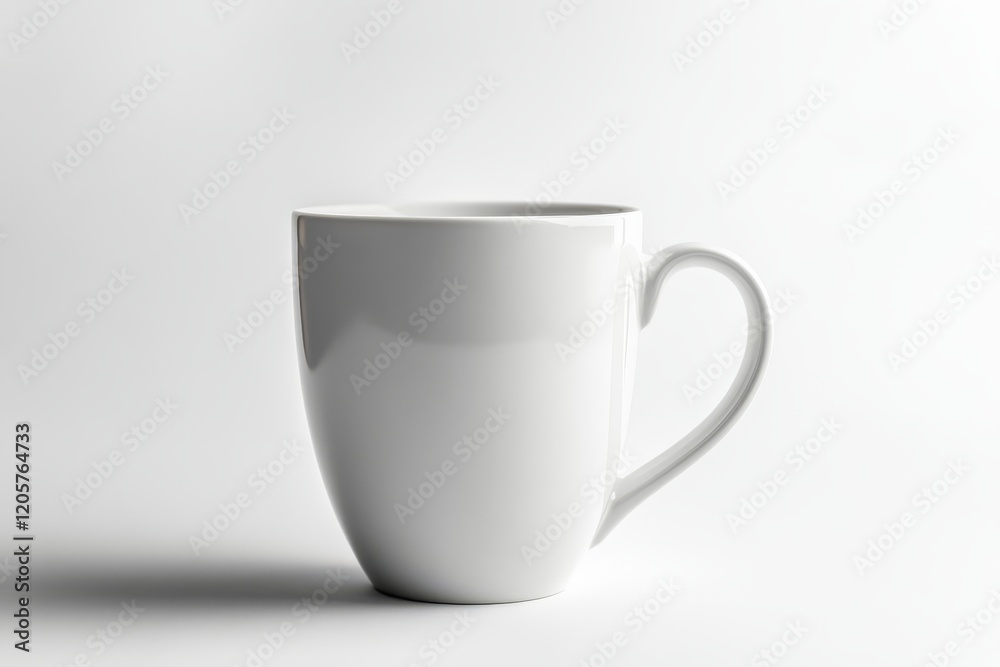 A simple white mug with a smooth surface, placed against a minimalistic background, emphasizing its elegant design. A simple white mug with a smooth surface, placed against a minimalistic background, emphasizing its elegant design.