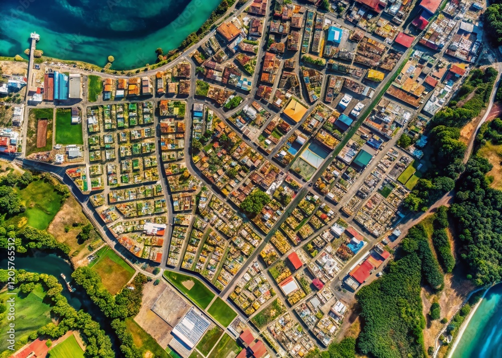 Fototapeta premium Canar, Ecuador: High-Resolution Satellite Image of Architectural Landscape