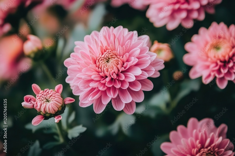 Stunning Pink Chrysanthemum Flowers Close Up Stunning Pink Chrysanthemum Flowers Close Up