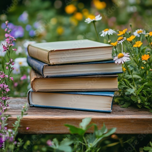 An open book with delicate flowers and greenery in soft lighting. Perfect for spring reading, creativity, and literary inspiration concepts.